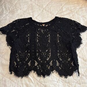 Free people Black Lace Top
